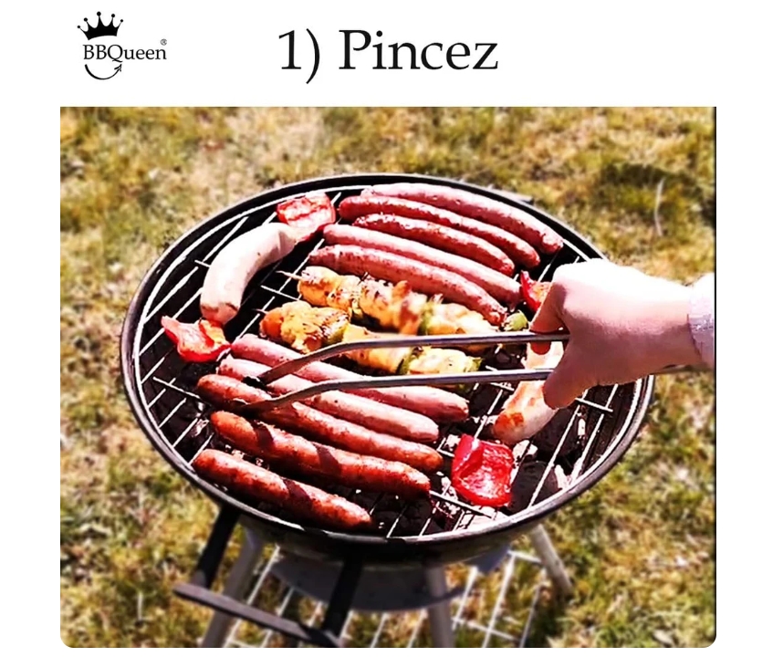 Pince à barbecue INOX à roulette