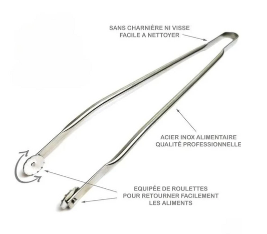 Pince à barbecue INOX à roulette